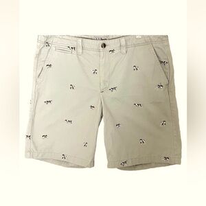 L.L. Bean Vintage Chino Shorts Men's 36 Preppy Khaki Embroidered Dogs Equestrian